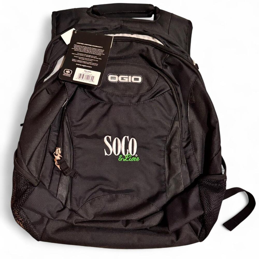 Black Ogio Backpack with Green Accents and Logo